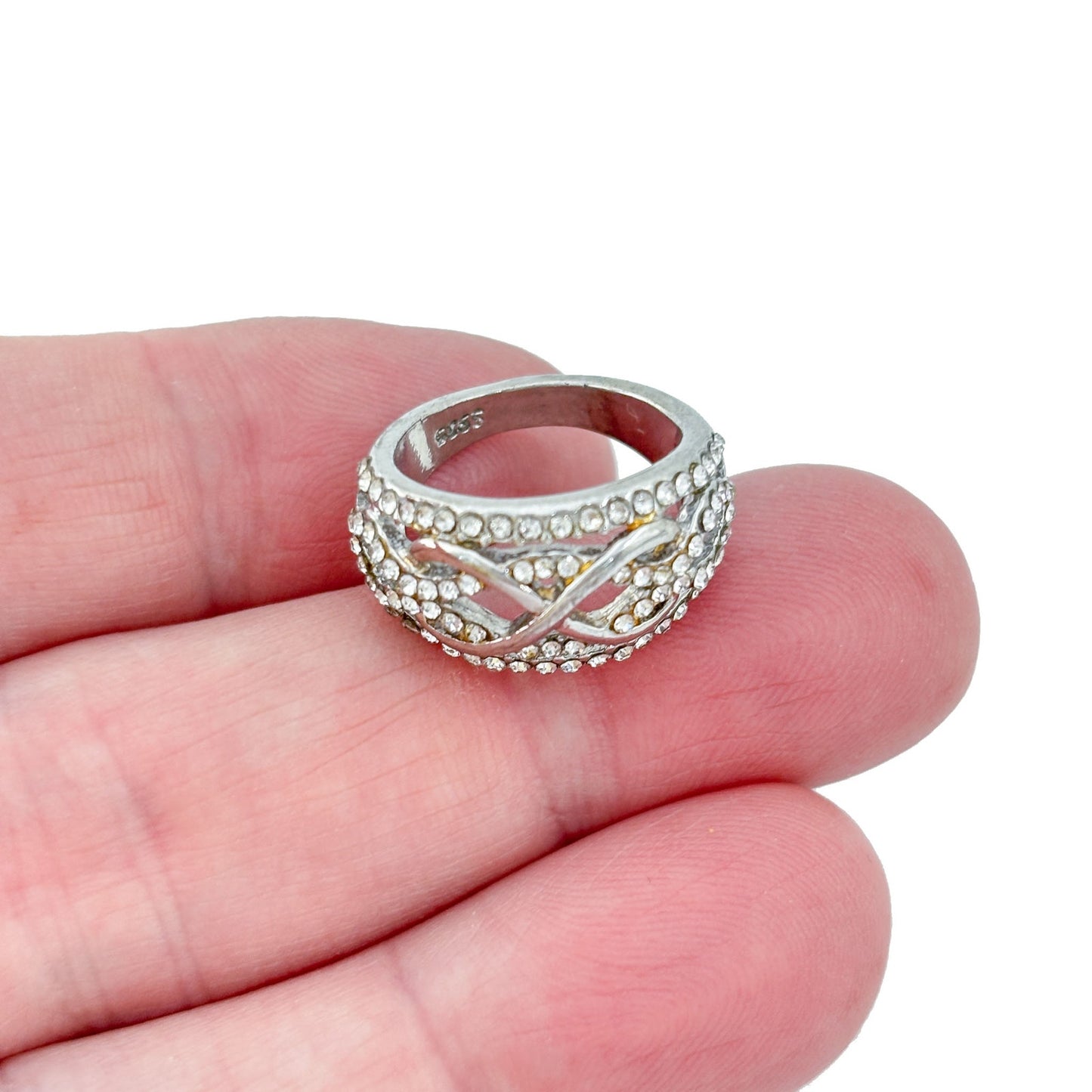 Vintage Sterling Silver 925 Cubic Zirconia Infinity Ring Size 4
