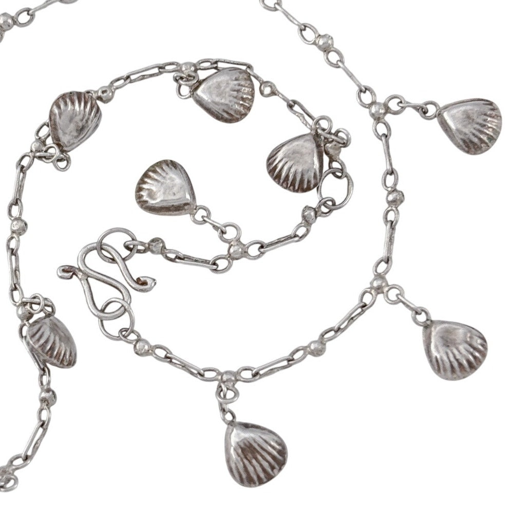 Vintage Sterling Silver 925 Shell Charm Anklet 9.5"