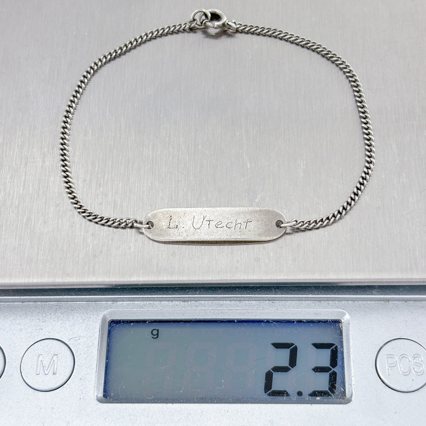 Vintage Sterling Silver 925 L. Utecht ID Bracelet 6.5"