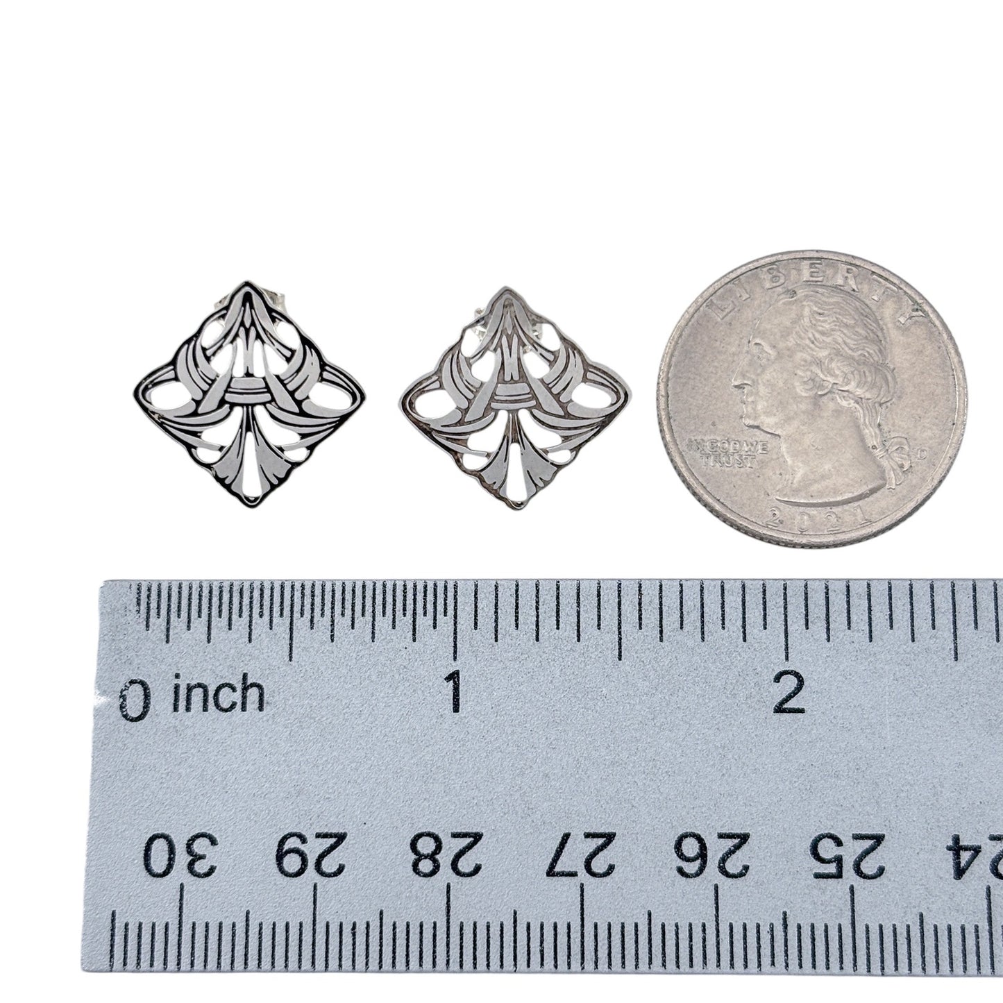 Vintage Sterling Silver 925 Openwork Art Deco Earrings