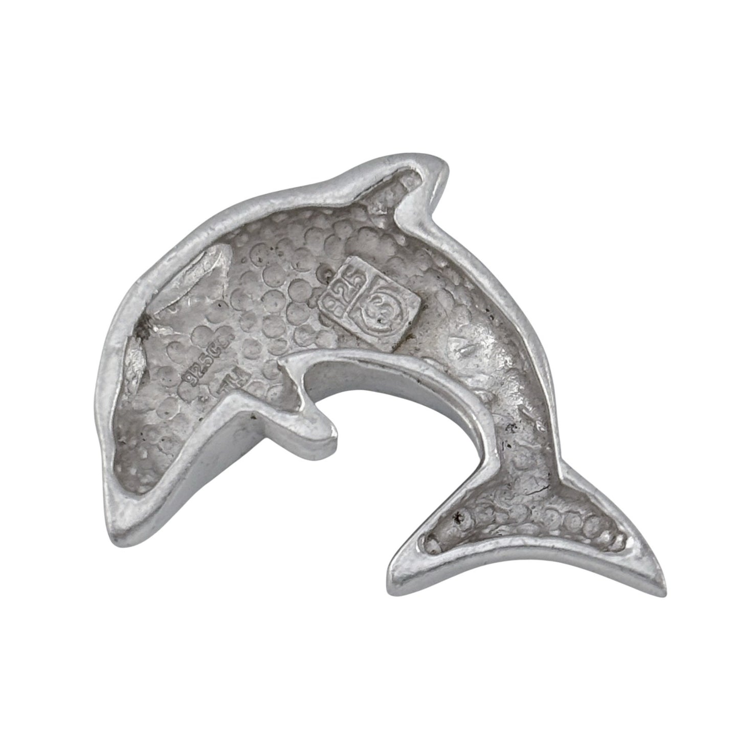 Vintage Sterling Silver 925 Blue Opal Inlay Dolphin Pendant