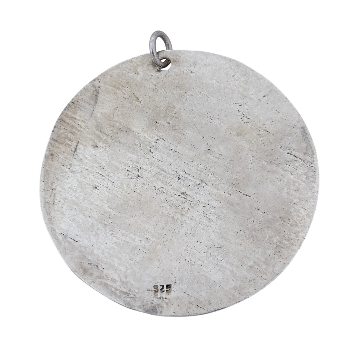 Vintage Sterling Silver 925 Large Textured Disc Pendant