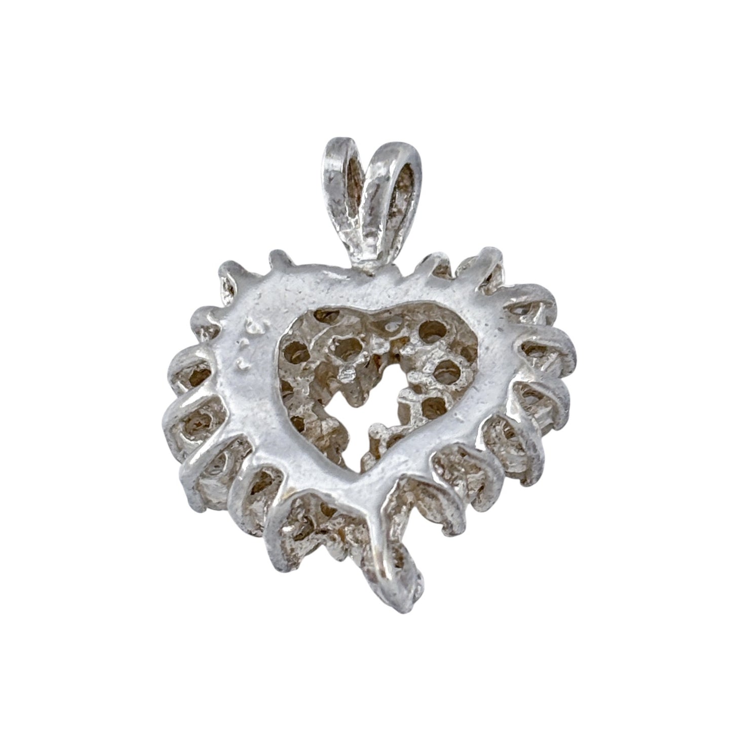 Vintage Sterling Silver 925 Cubic Zirconia Heart Pendant