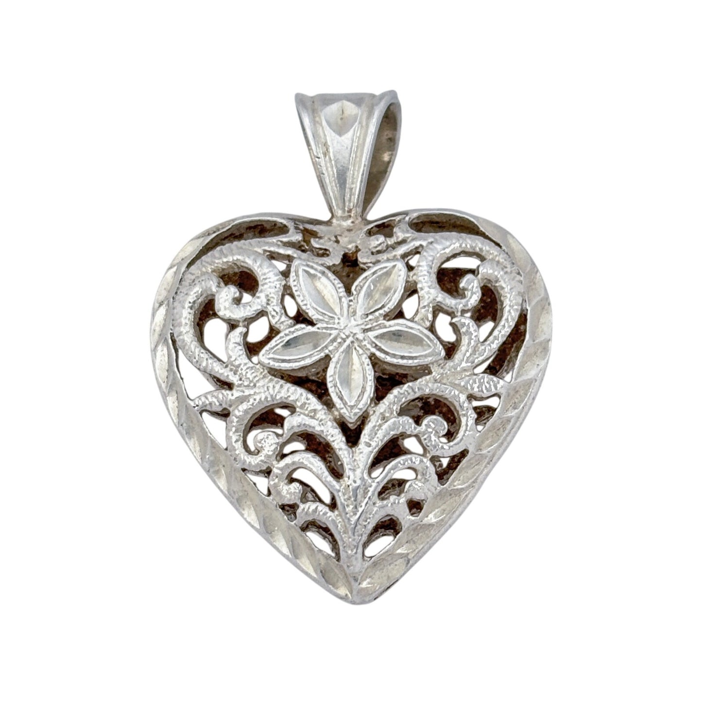 Vintage Sterling Silver 925 Filigree Heart Pendant