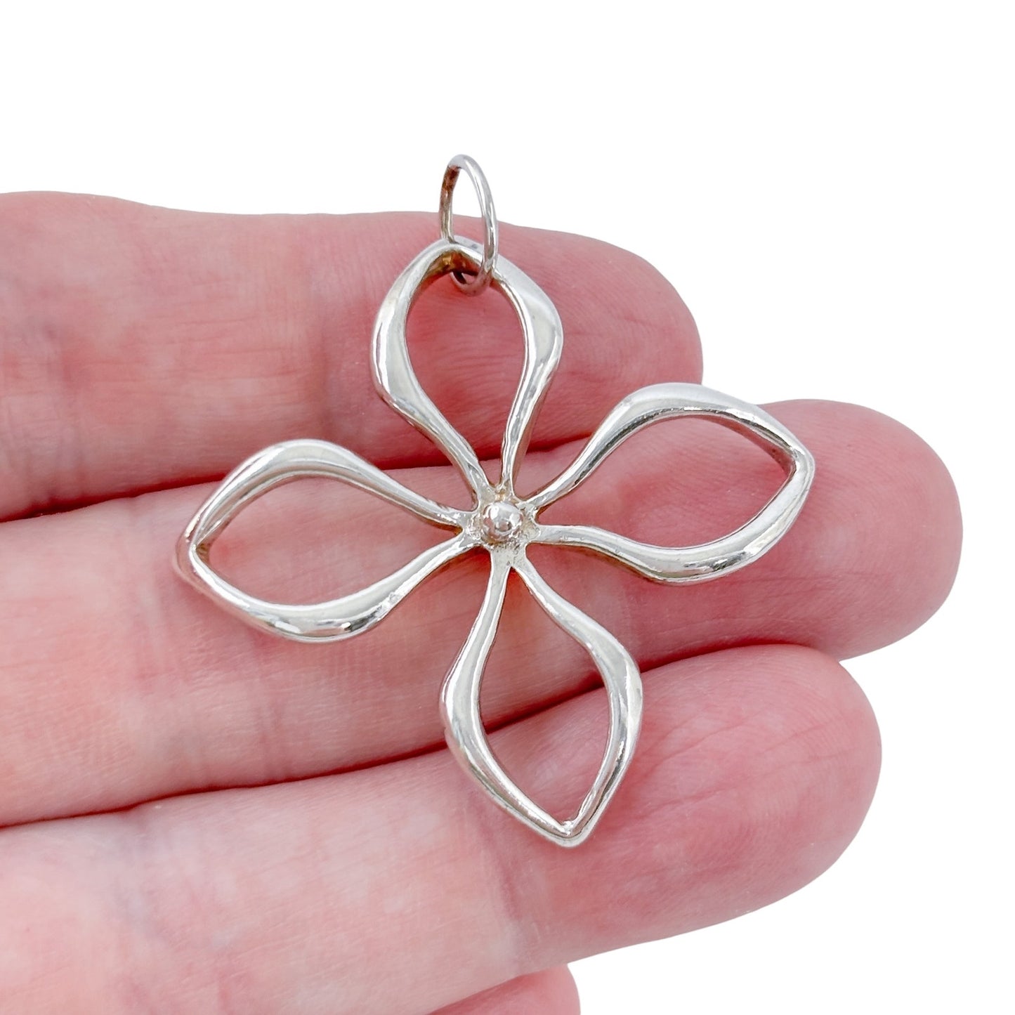 Vintage Sterling Silver 925 Open Flower Pendant