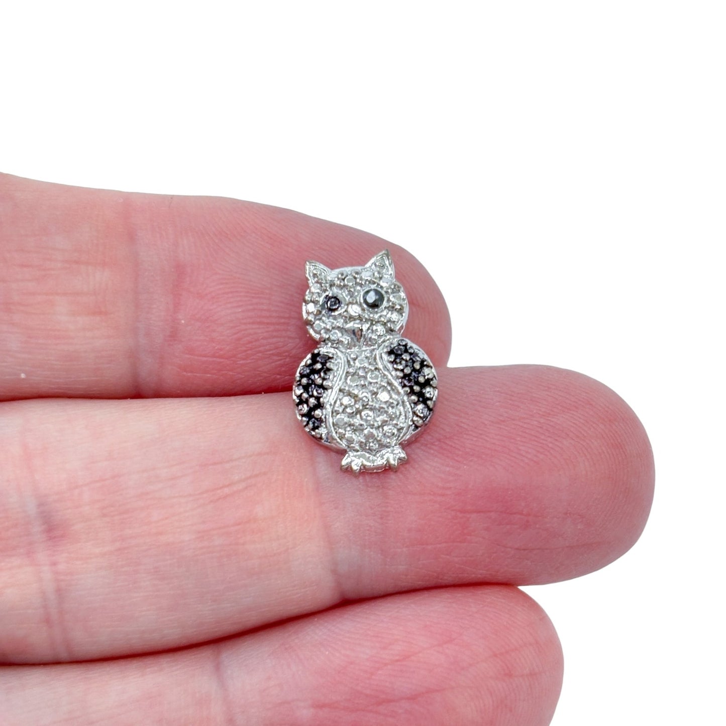 Vintage Sterling Silver 925 Cubic Zirconia Owl Pendant