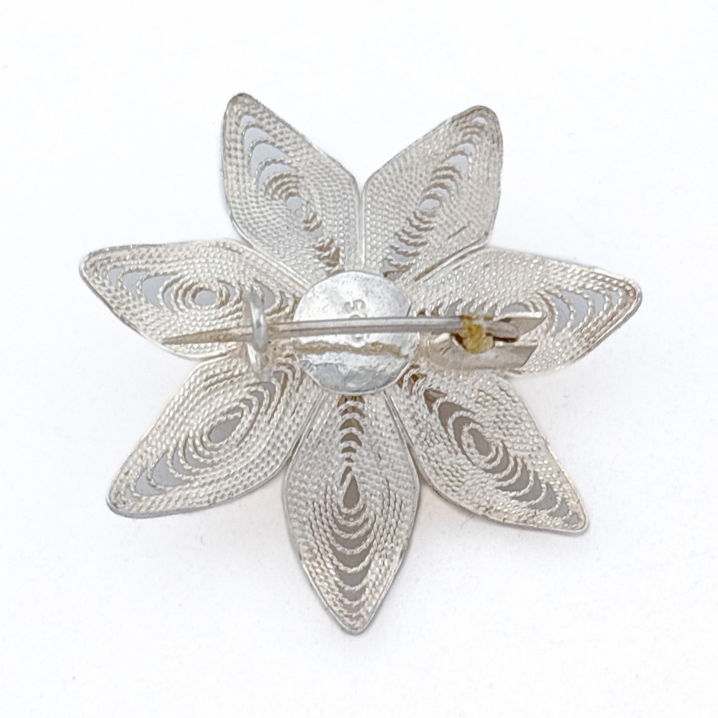 Vintage Sterling Silver 925 Filigree Flower Brooch