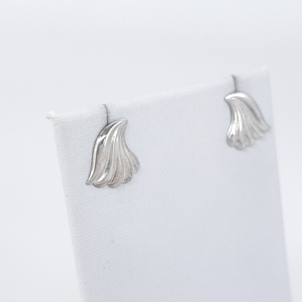 Vintage Sterling Silver 925 Winged Fan Stud Earrings