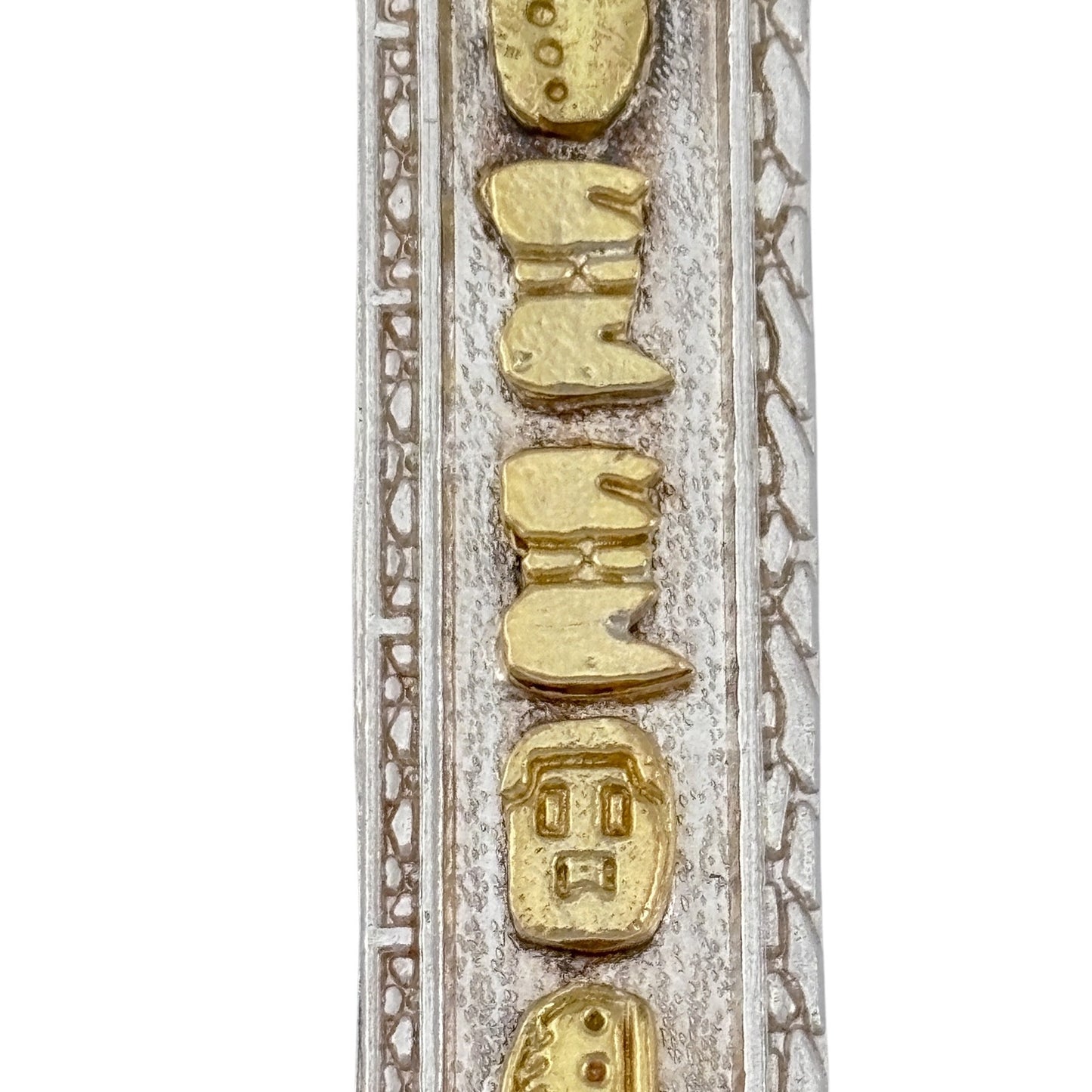 Vintage Mexican El Tigro 14K Gold Sterling Silver 925 Mayan Glyph Pendant