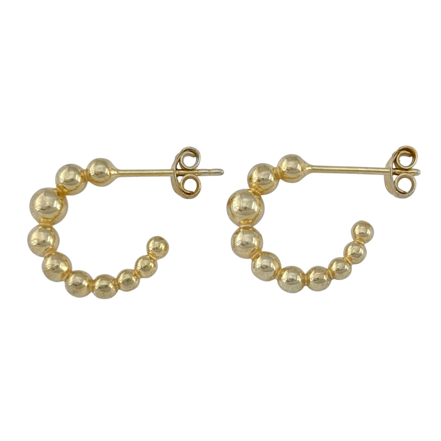 Vintage Gold-Tone Sterling Silver 925 Beaded Hoop Earrings
