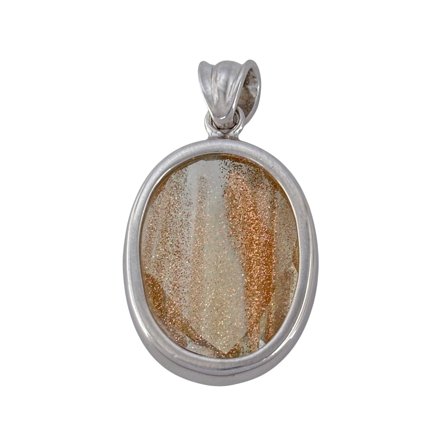 Vintage Sterling Silver 925 Gold Glitter Glass Pendant