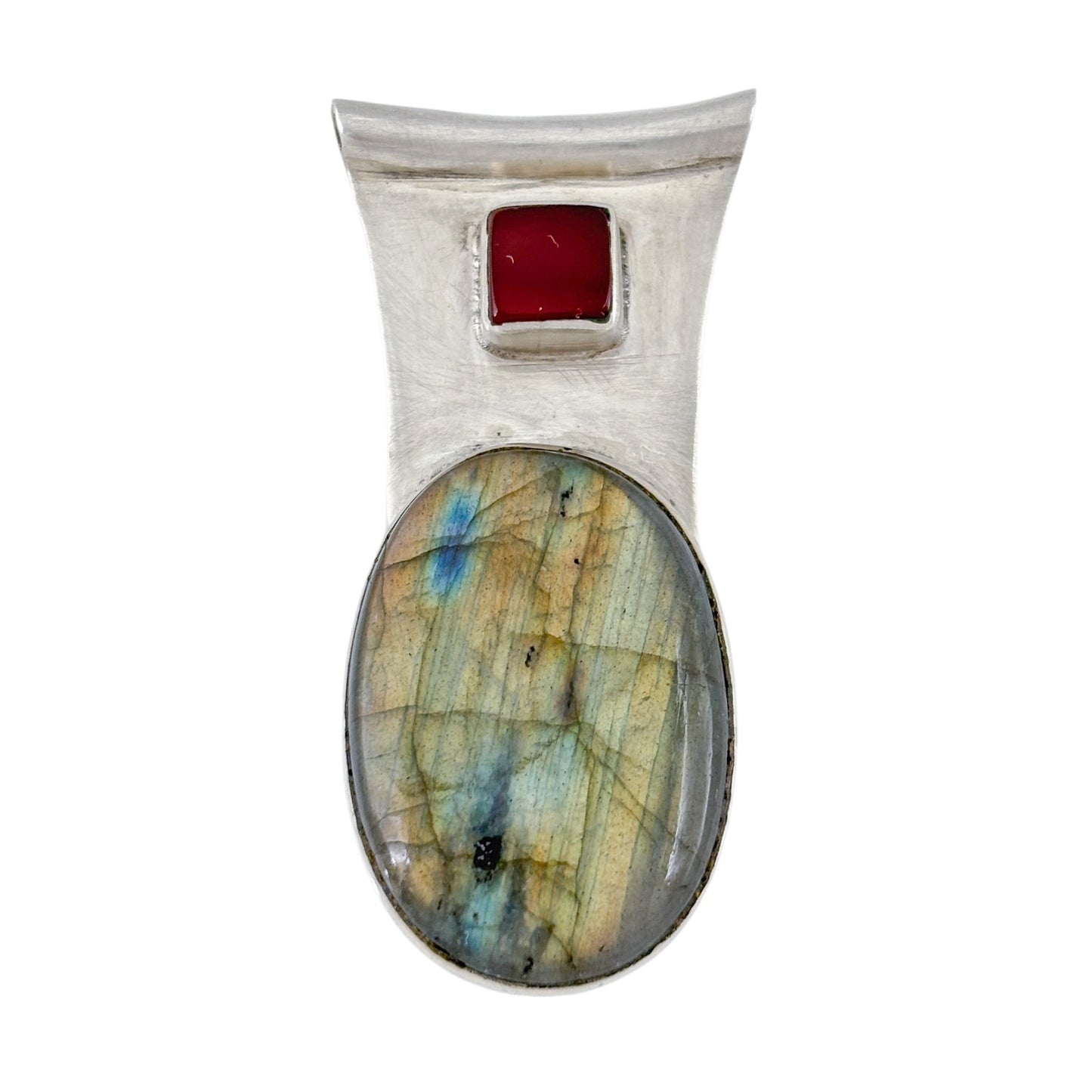 Vintage Sterling Silver 925 Labradorite Carnelian Pendant
