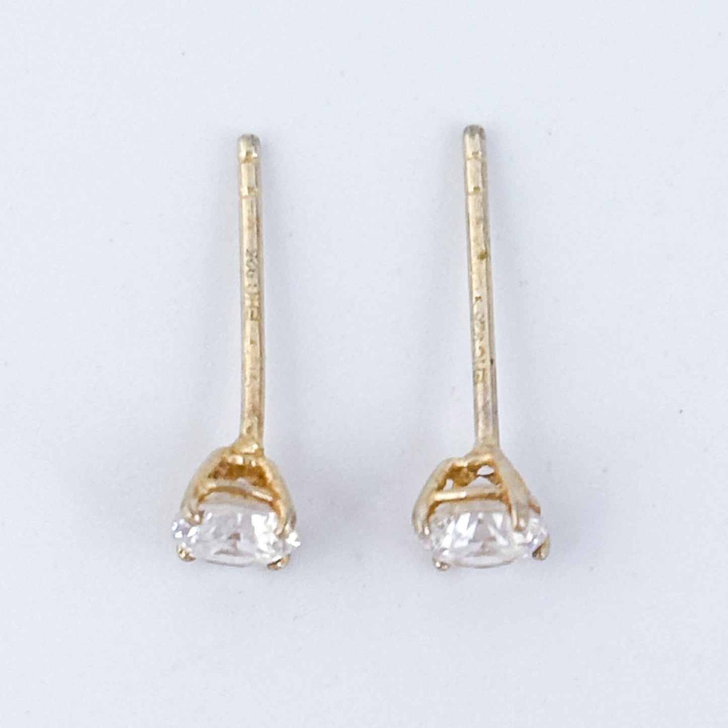 Vintage Gold Tone EHC Sterling Silver 925 4mm Cubic Zirconia Stud Earrings