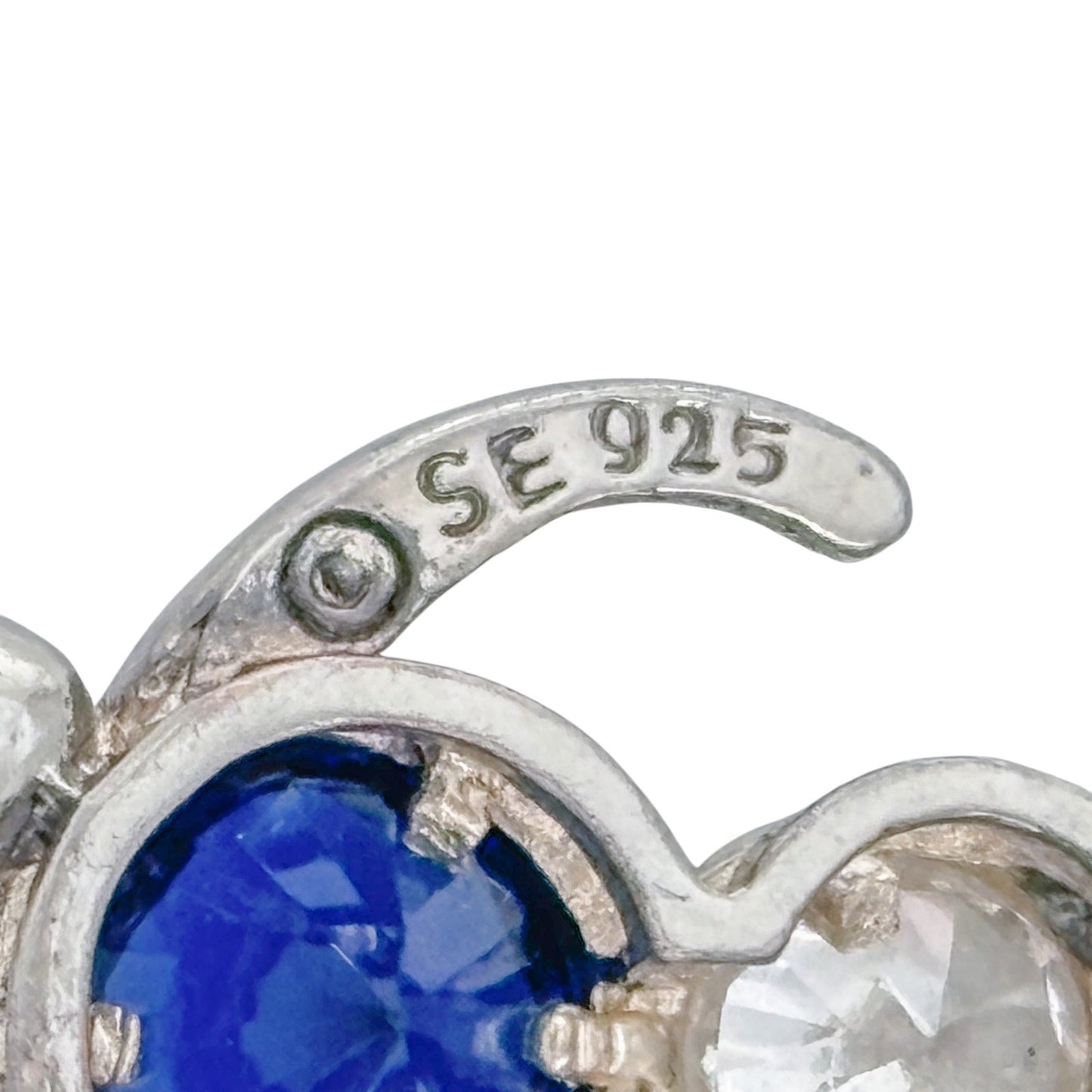 Vintage Sterling Silver 925 Blue Cubic Zirconia Cat Charm