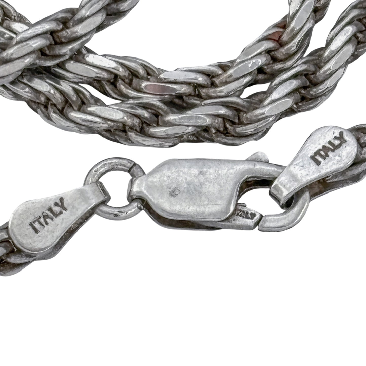 Vintage Italian Sterling Silver 925 Rope Link Chain Necklace 24"