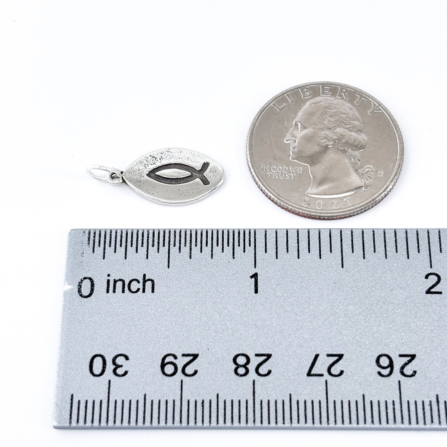 Vintage Sterling Silver 925 Religious Ichthys Fish Charm Pendant