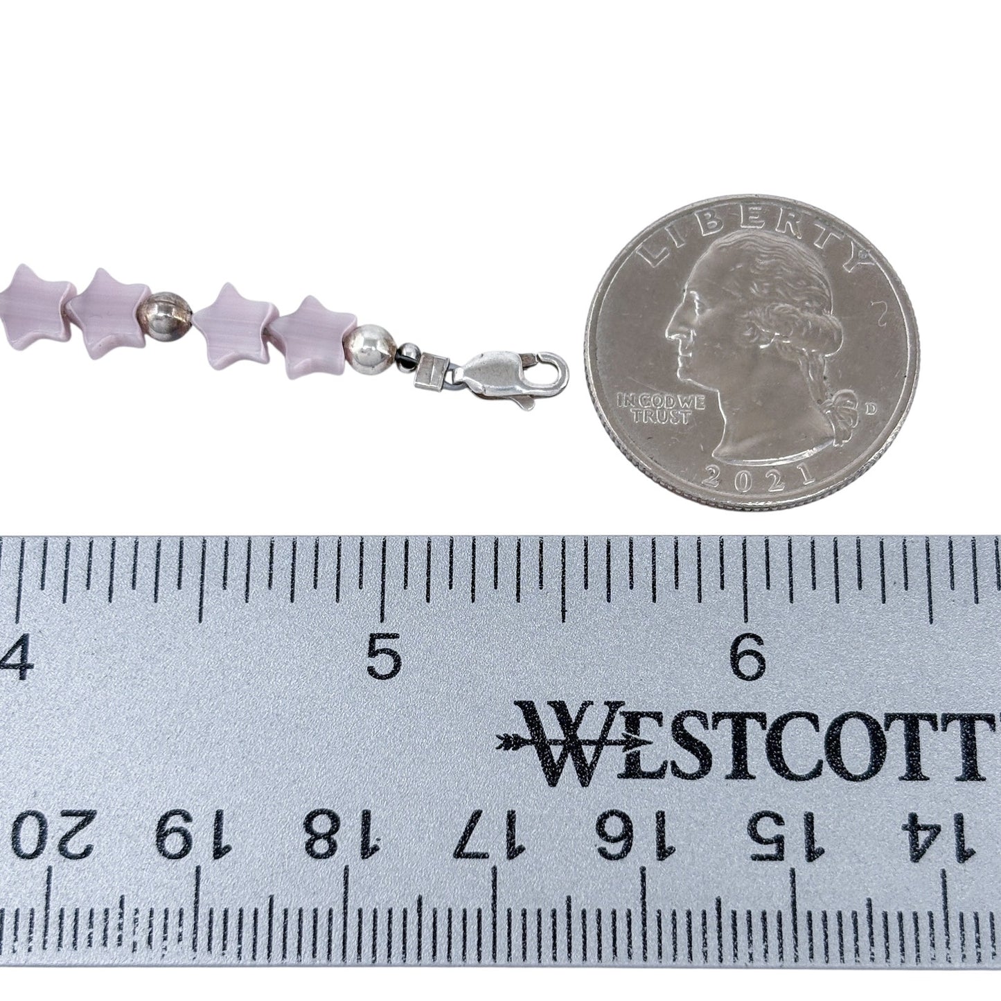 Child's Estate Sterling Silver 925 Purple Mother of Pearl Star Bracelet 5.5"