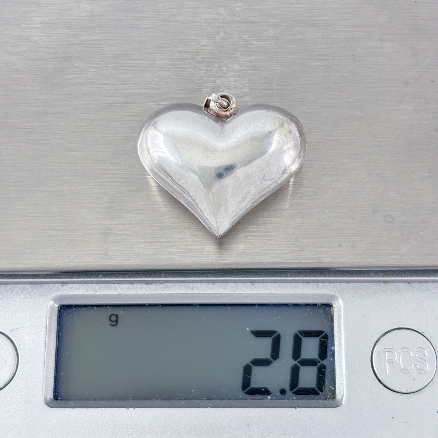 Vintage Sterling Silver 925 Puffy Heart Pendant