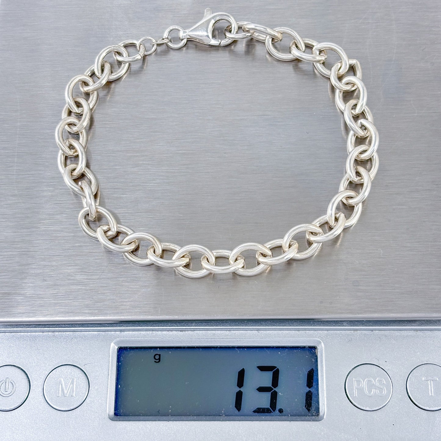 Vintage Sterling Silver 925 Chain Charm Bracelet 7.5"