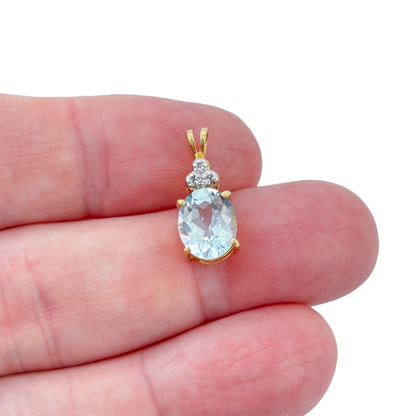 Vintage Gold-Tone Sterling Silver 925 Topaz Diamond Pendant