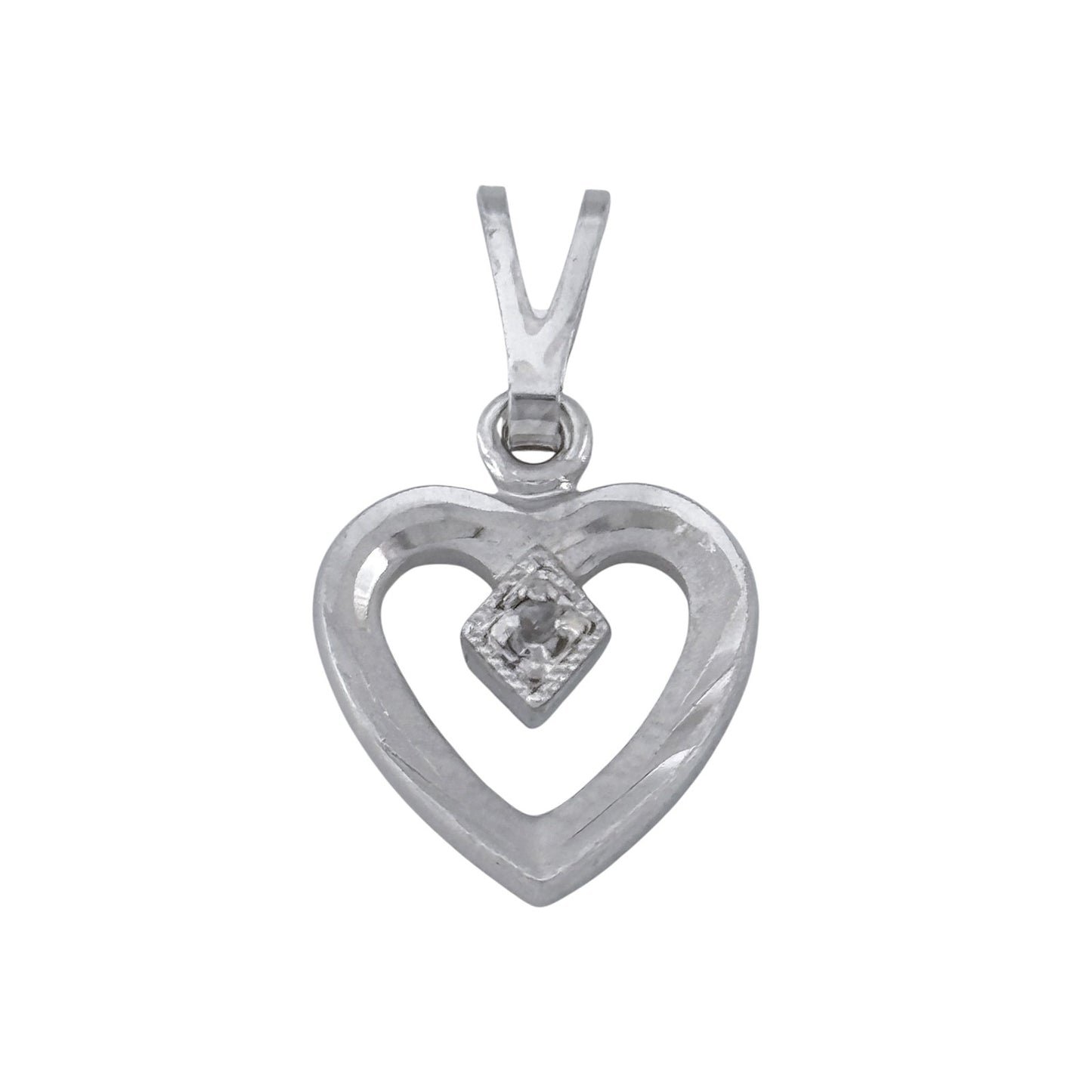 Vintage Sterling Silver 925 Diamond Heart Pendant