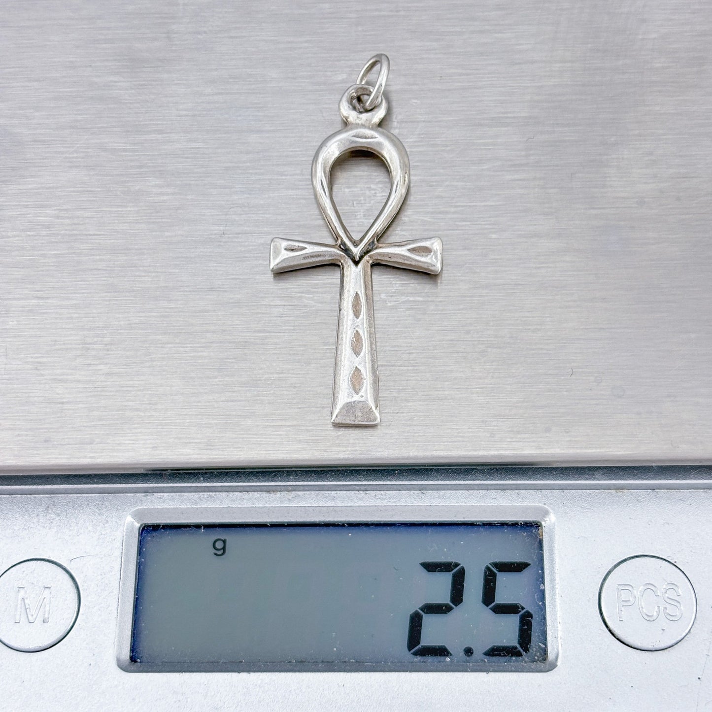 Vintage Sterling Silver 925 Textured Ankh Pendant