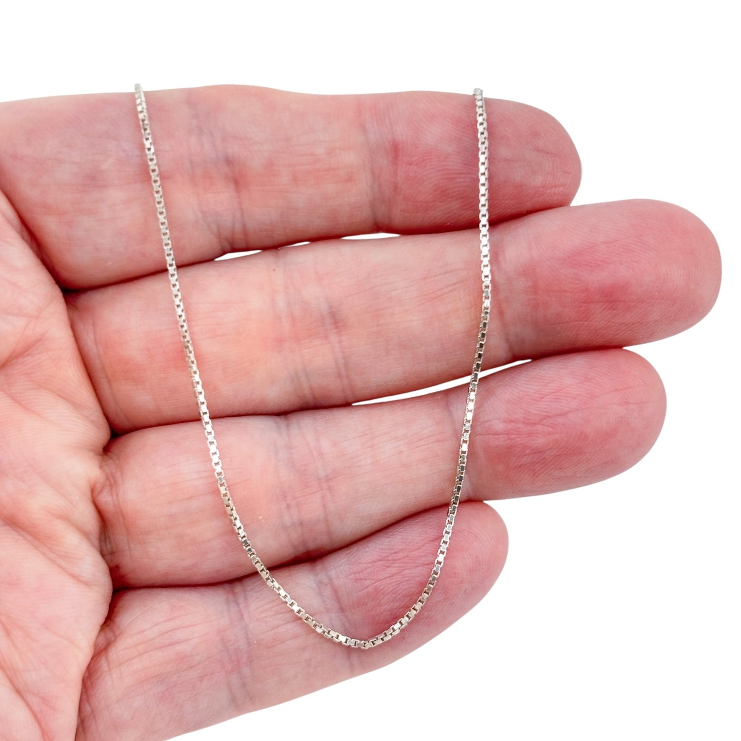 Vintage Italian Sterling Silver 925 Box Link Chain Necklace 16"