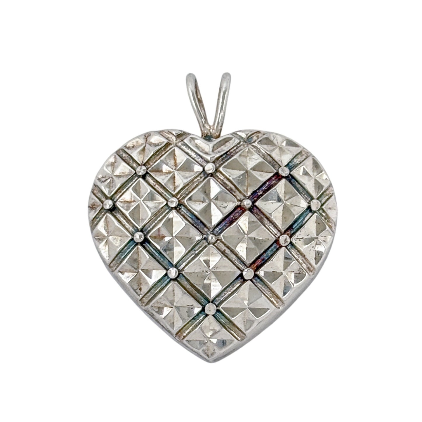 Vintage Sterling Silver 925 Textured Heart Pendant