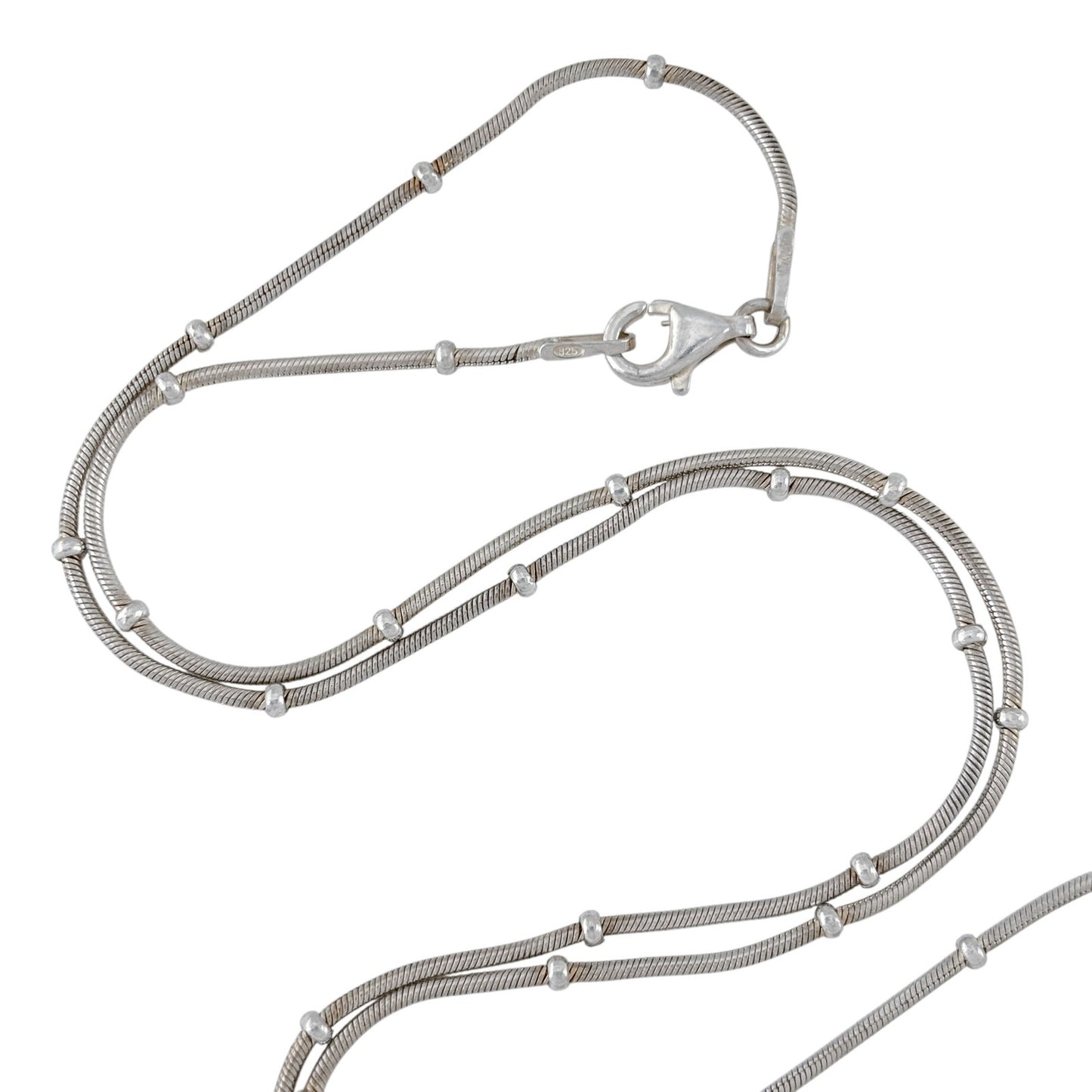 Vintage Italian Sterling Silver 925 Snake Chain Station Necklace 18"