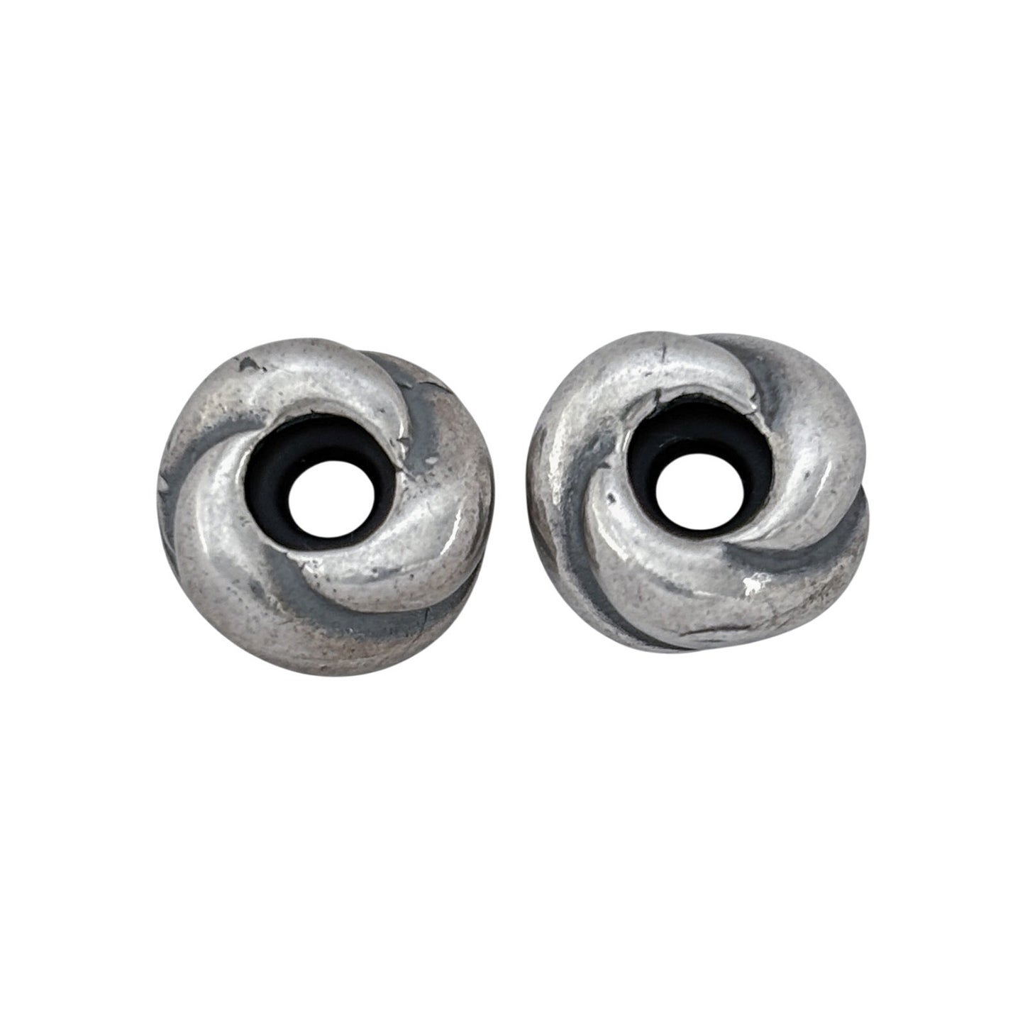 Vintage Sterling Silver 925 Italy Swirl Spacer Beads Pair