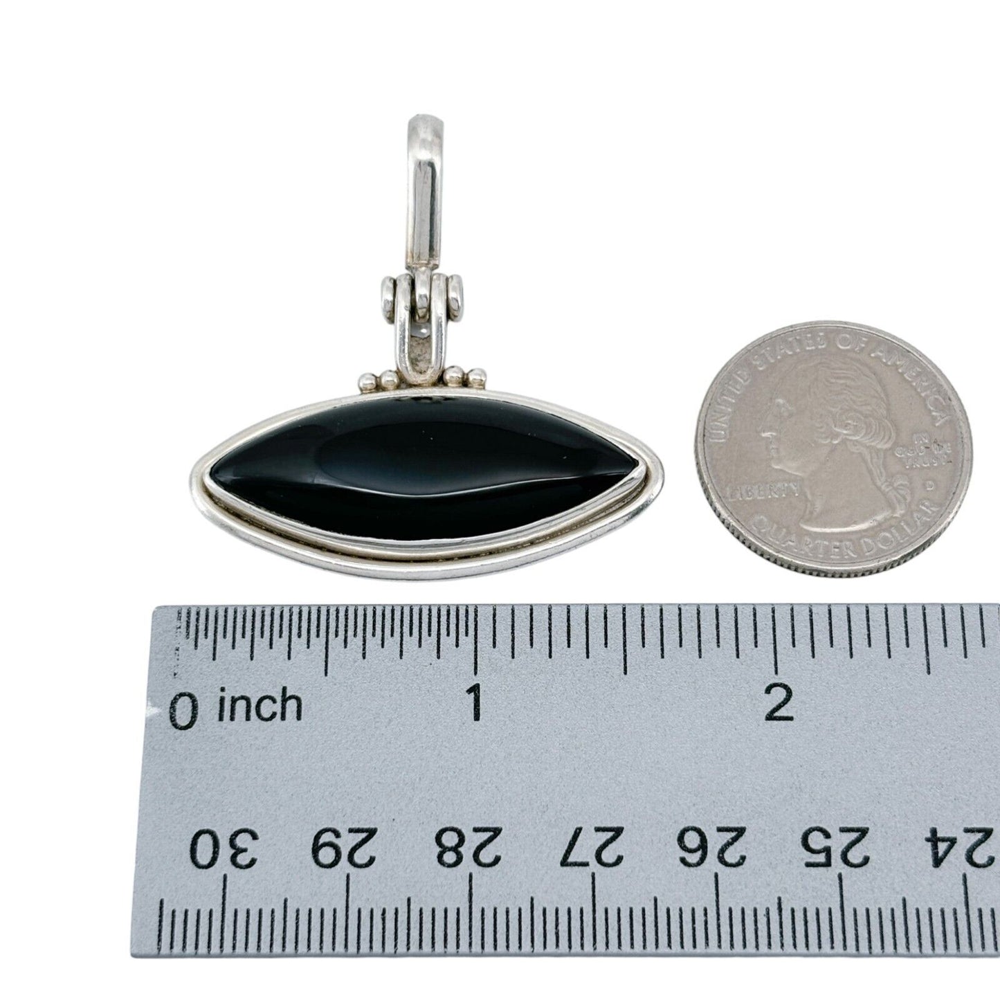 Vintage Sterling Silver 925 Black Onyx Hinged Pendant