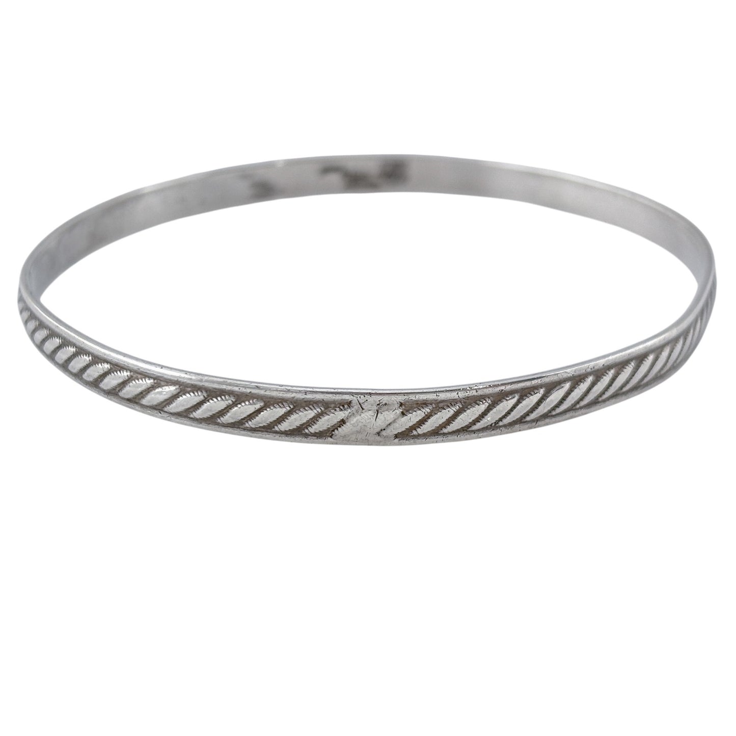 Vintage Sterling Silver 925 Twisted Rope Bangle Bracelet 8"