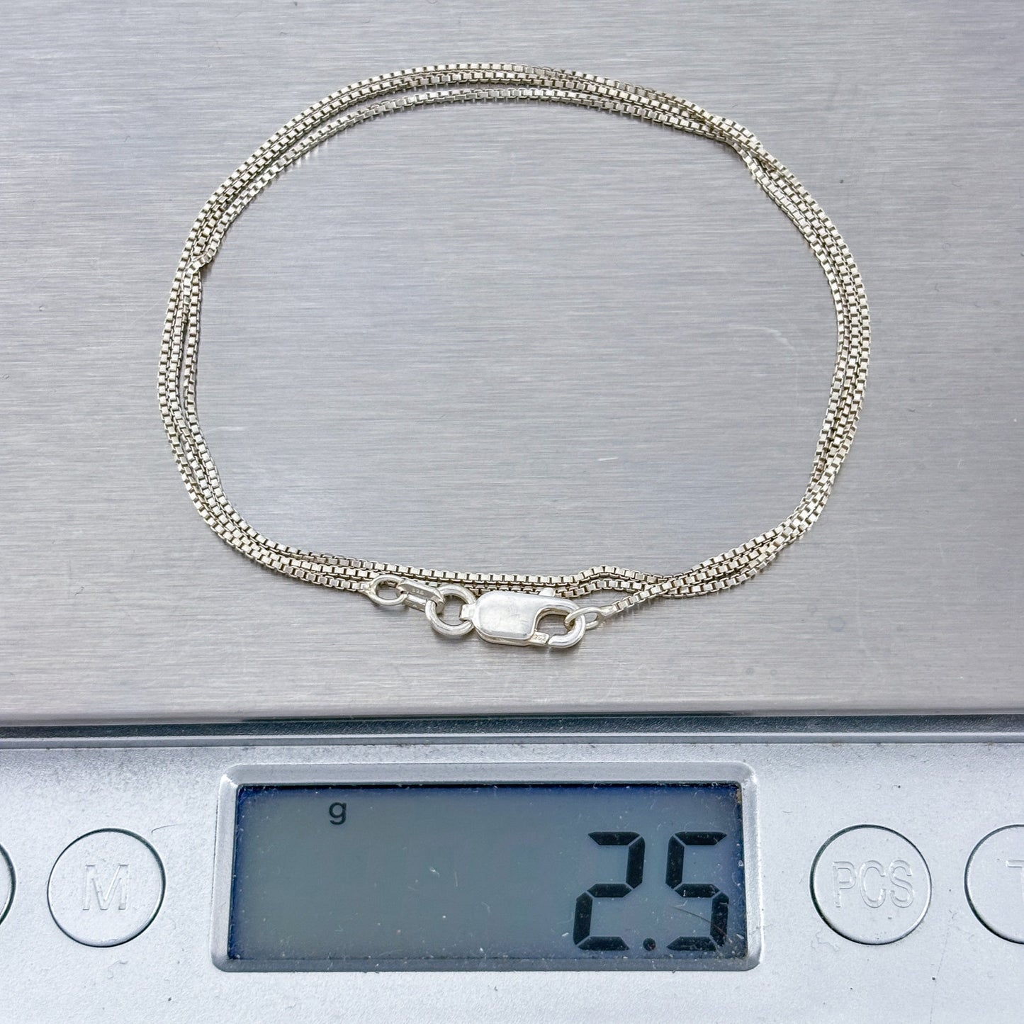 Vintage Italian Sterling Silver 925 Box Link Chain Necklace 20"