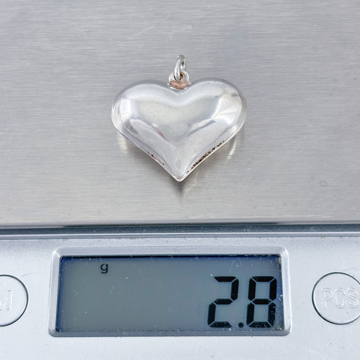 Vintage Sterling Silver 925 Puffy Heart Pendant