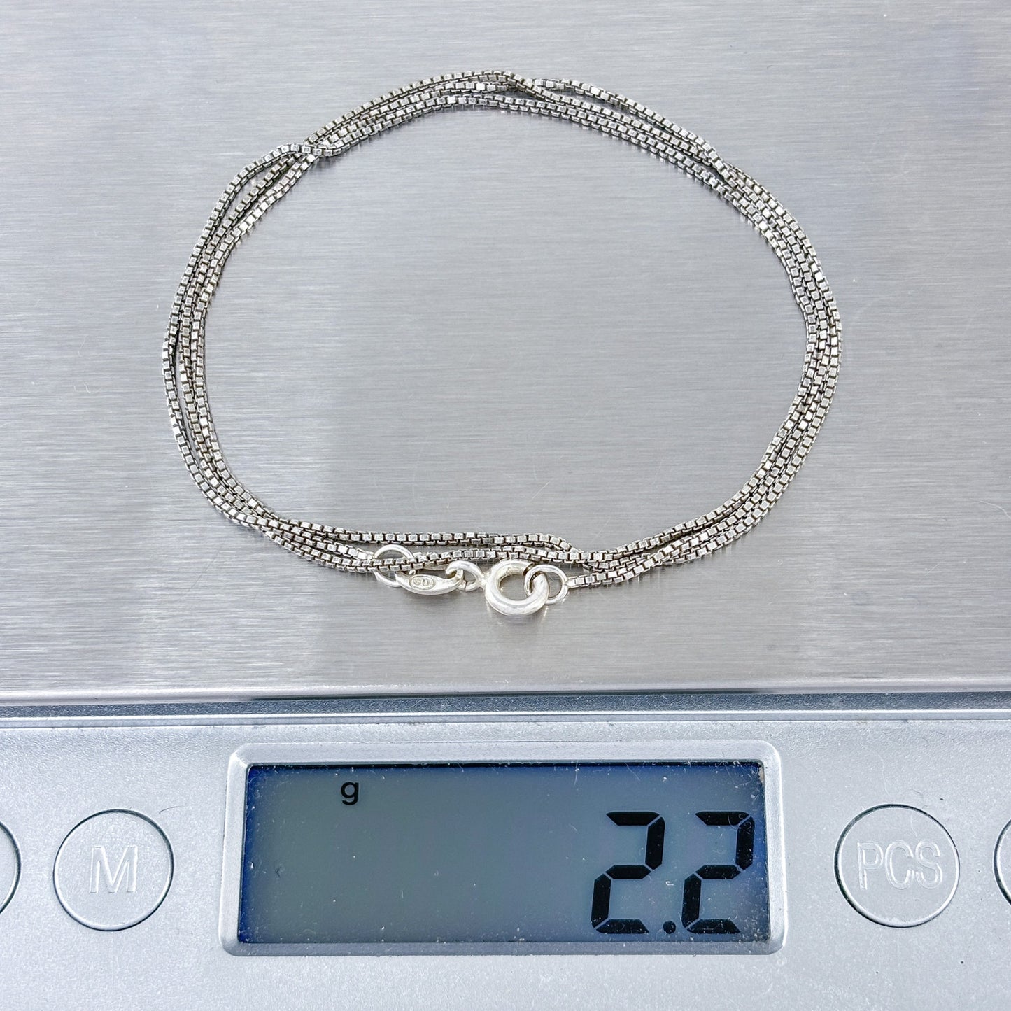 Vintage Italy Sterling Silver 925 Box Link Chain Necklace 18"