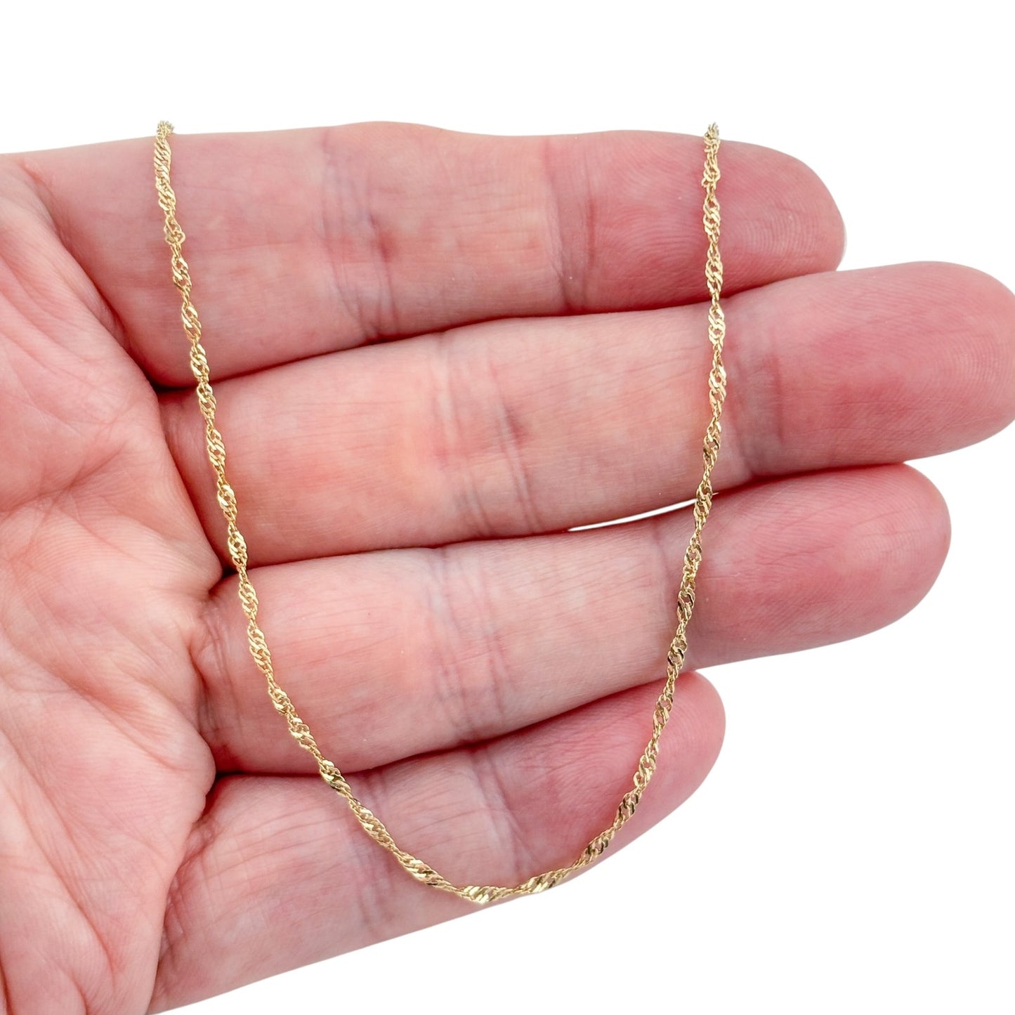 Vintage Gold-Tone Sterling Silver 925 Singapore Link Chain Necklace 18"-20"