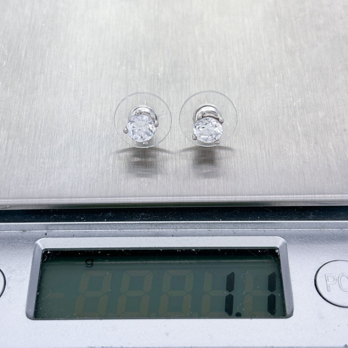 Vintage Sterling Silver 925 Cubic Zirconia Stud Earrings