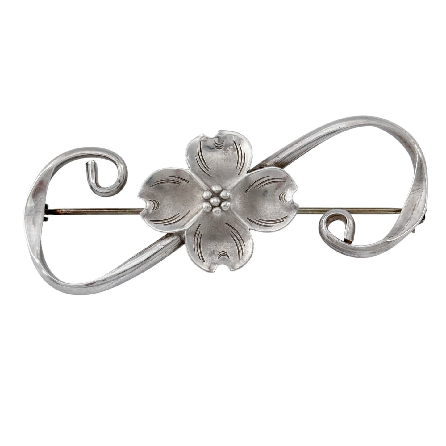 Vintage NYE Sterling Silver 925 Dogwood Flower Brooch