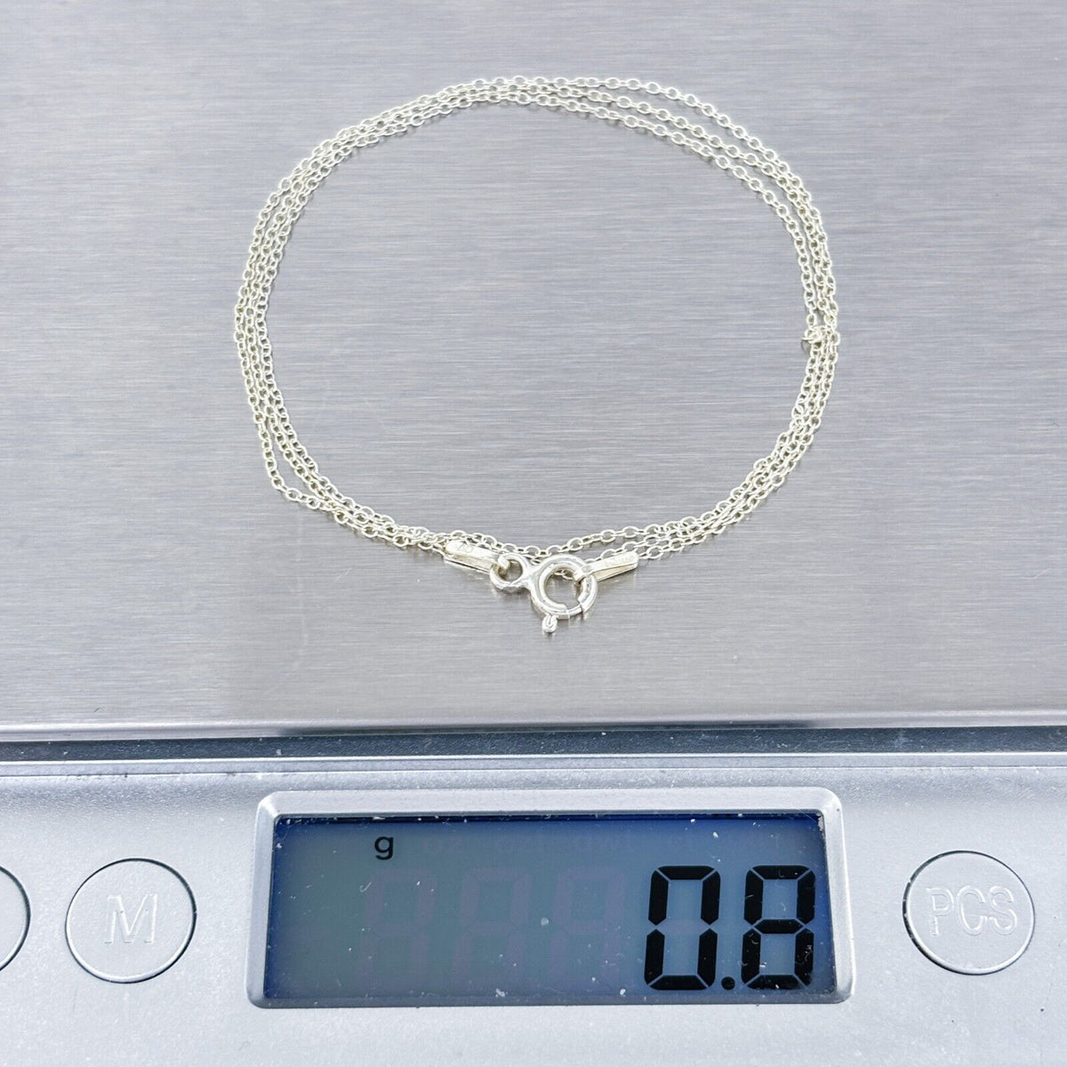 Vintage Italy Sterling Silver 925 0.5mm Cable Chain Necklace 18”