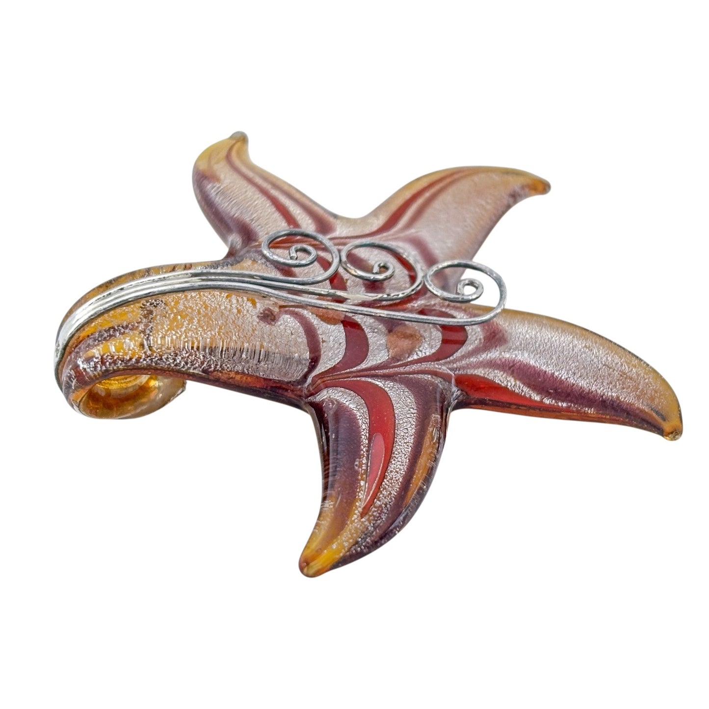 Vintage Sterling Silver 925 Starfish Glass Pendant