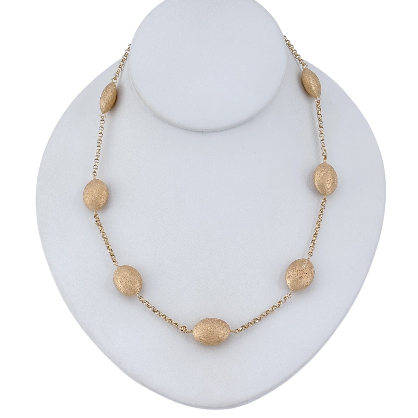 Vintage Charles Garnier Gold-Tone Oval Bead Station Necklace 16", 17", 18"