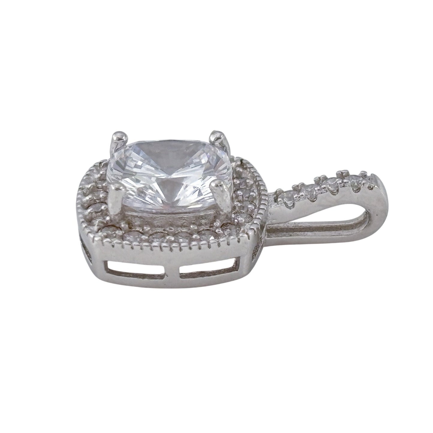 Vintage Sterling Silver 925 Cubic Zirconia Halo Pendant
