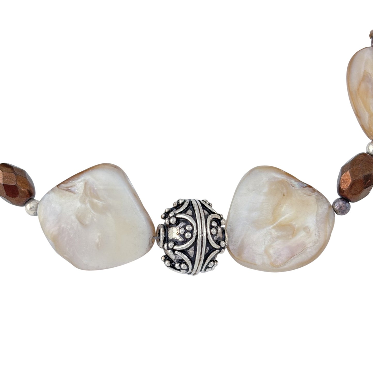 Vintage Sterling Silver 925 Mother Of Pearl Bracelet 7.5"
