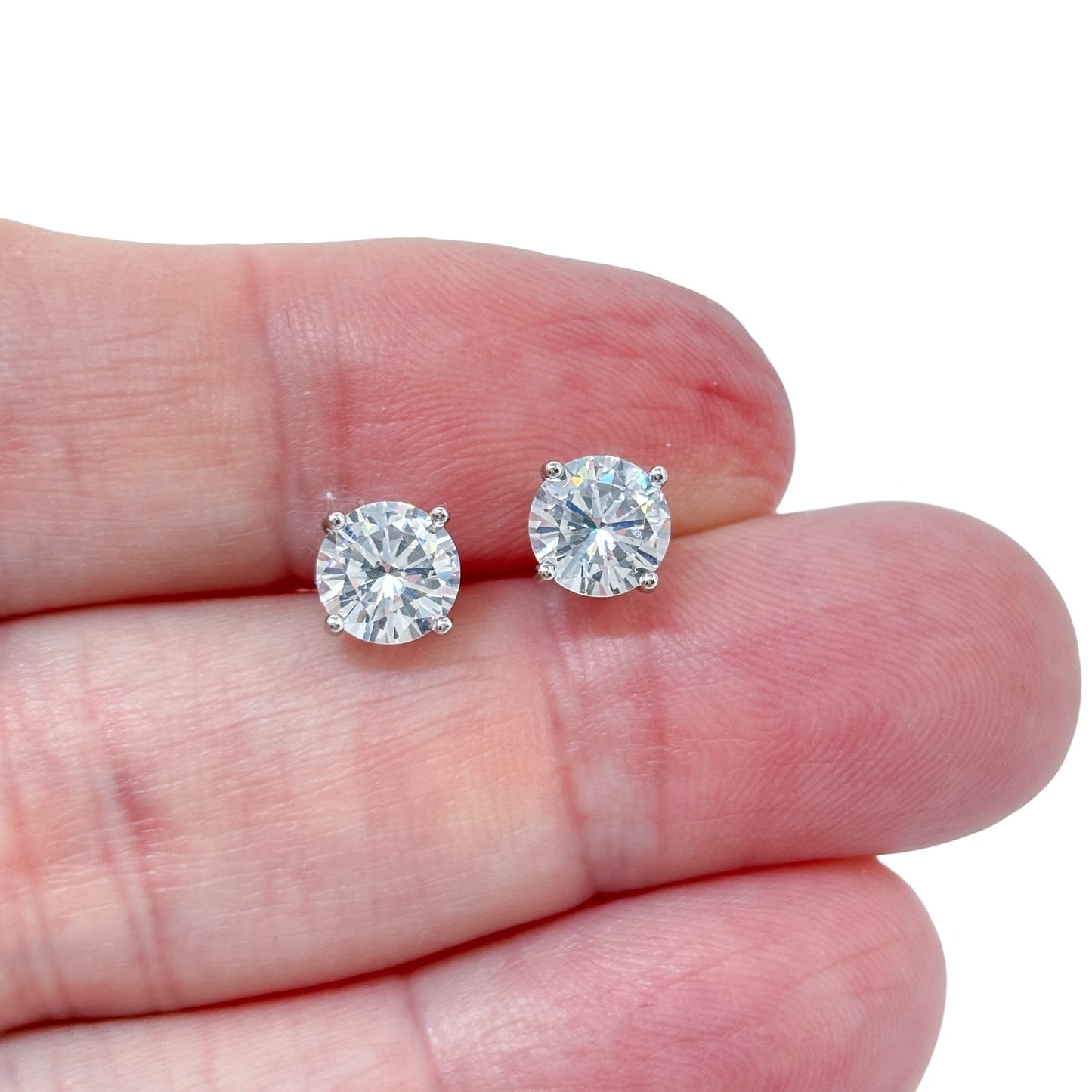 Vintage Sterling Silver 925 Cubic Zirconia Stud Earrings