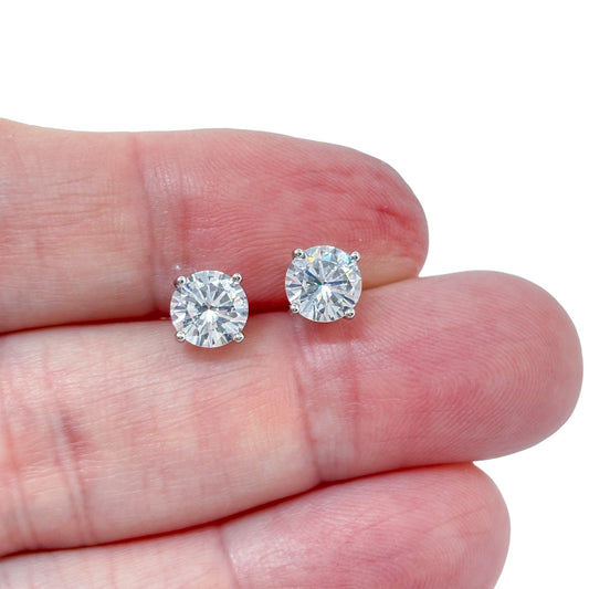 Vintage Sterling Silver 925 Cubic Zirconia Stud Earrings