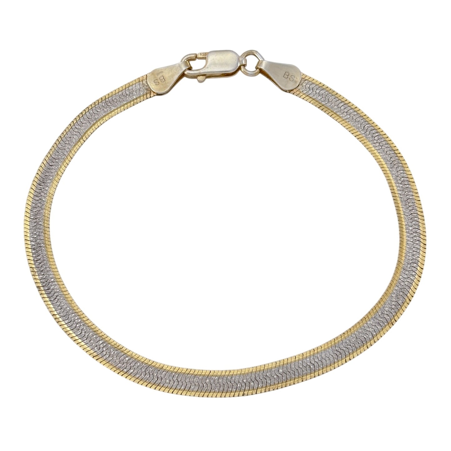 Vintage Sterling Silver 925 Reversible Snake Chain Bracelet 7"