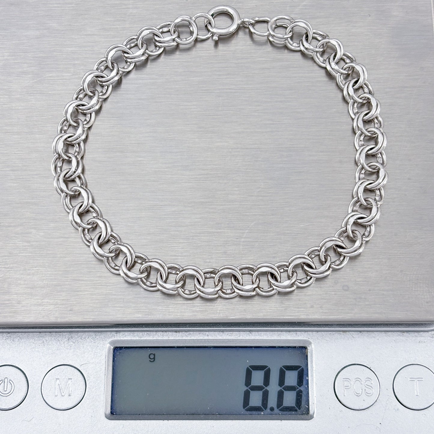 Vintage Sterling Silver 925 Charm Bracelet Chain 7.5"