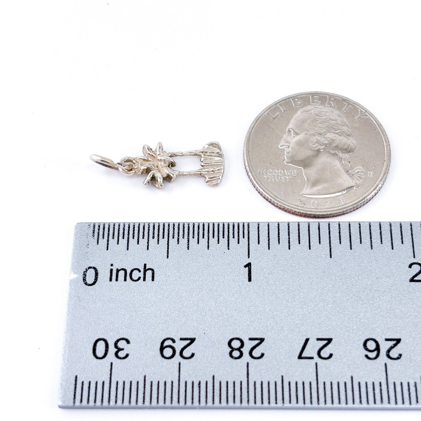 Vintage Sterling Silver 925 Palm Tree Island Pendant