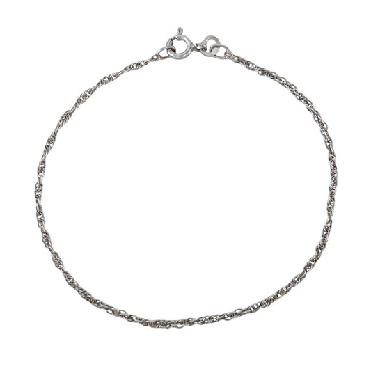 Vintage Sterling Silver 925 1.7mm Singapore Chain Bracelet 7.25"