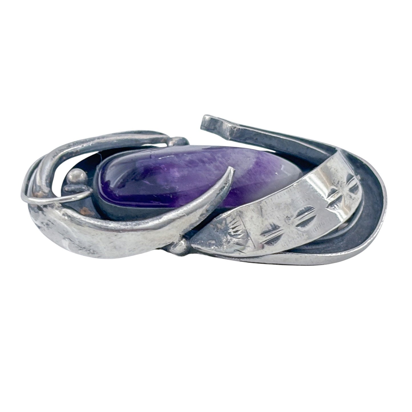 Vintage Sterling Silver 925 Amethyst Brooch